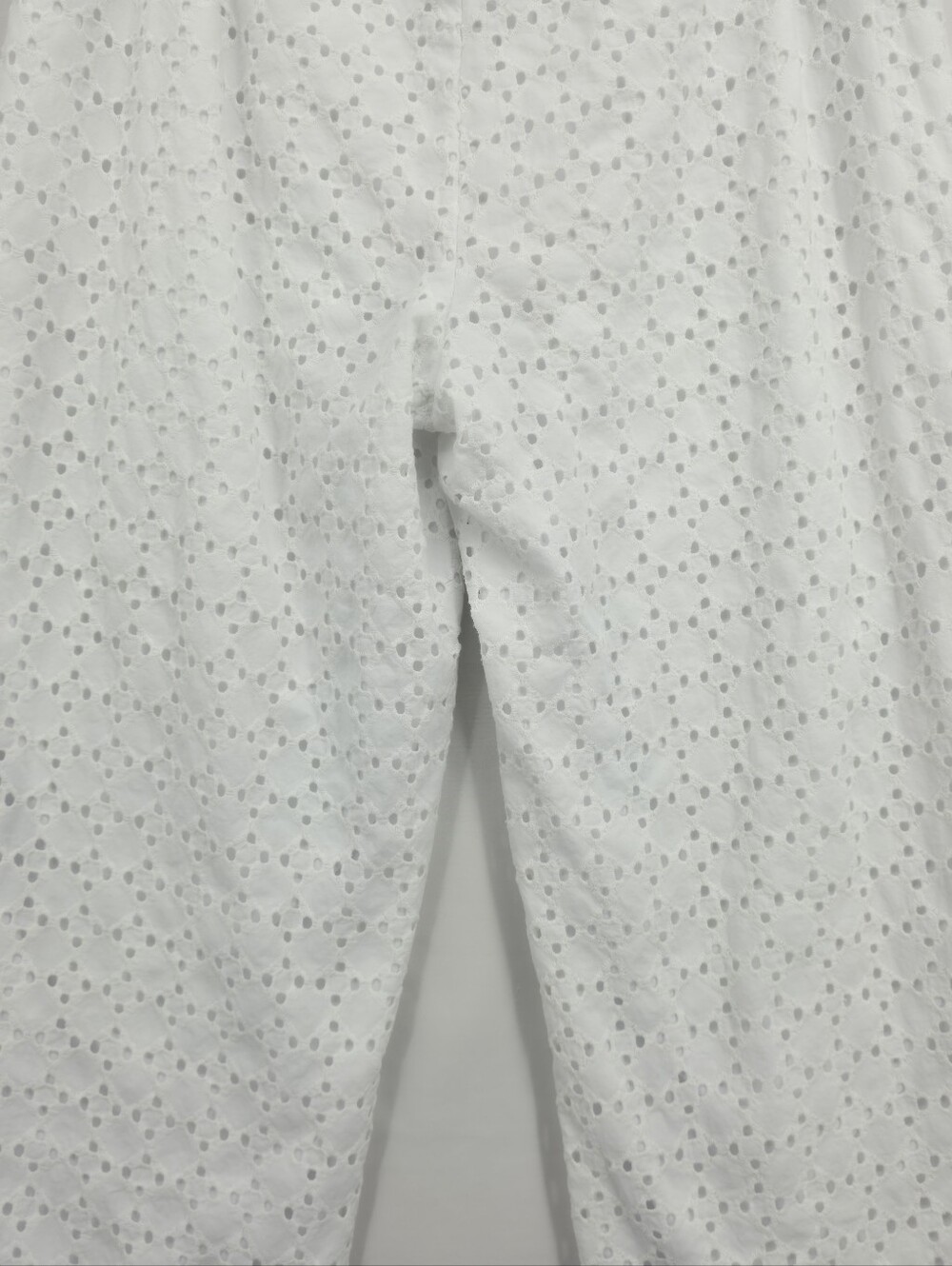 Ann Taylor Factory White Eyelet Cotton Straight Leg Crop Pants Lined Size 6 - Picture 12 of 15